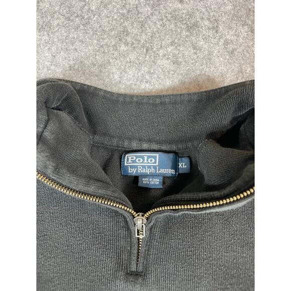 Vintage 90s Polo Ralph Lauren 1/4 Zip Pullover Sweater Mens XL Black Mini Pony - Picture 2 of 5